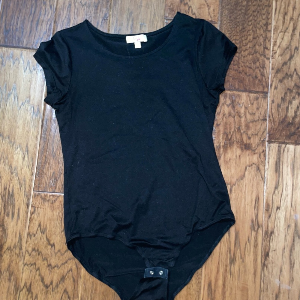 GB Girls Black Asymmetrical Fitted Bodysuit